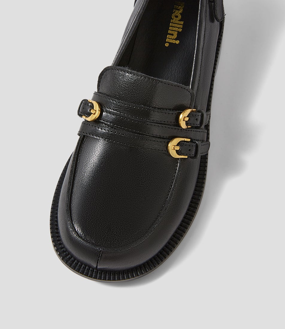 Rikal Black Leather Loafers