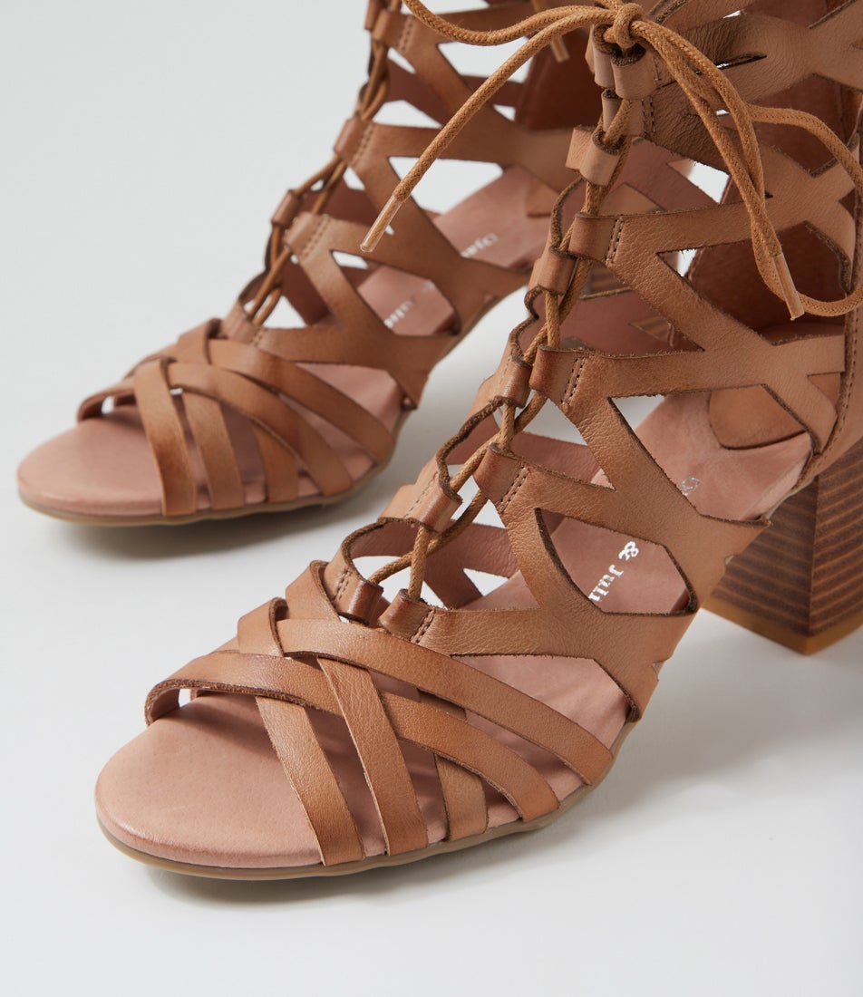 Selanie Dark Tan Leather Sandals