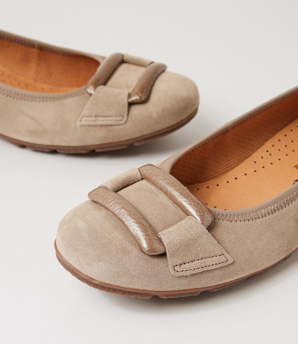 Sandya Taupe Suede Flat Shoes