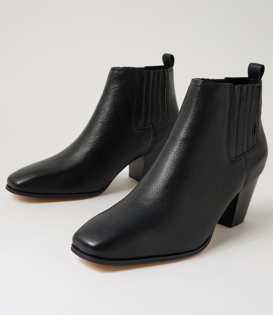 Rococo Black Leather Ankle Boots