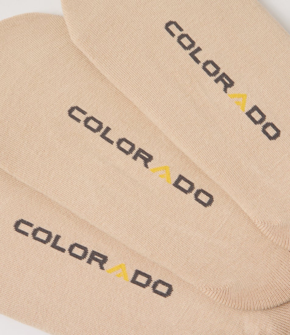 3pk Ball Invisible Beige Cotton Socks