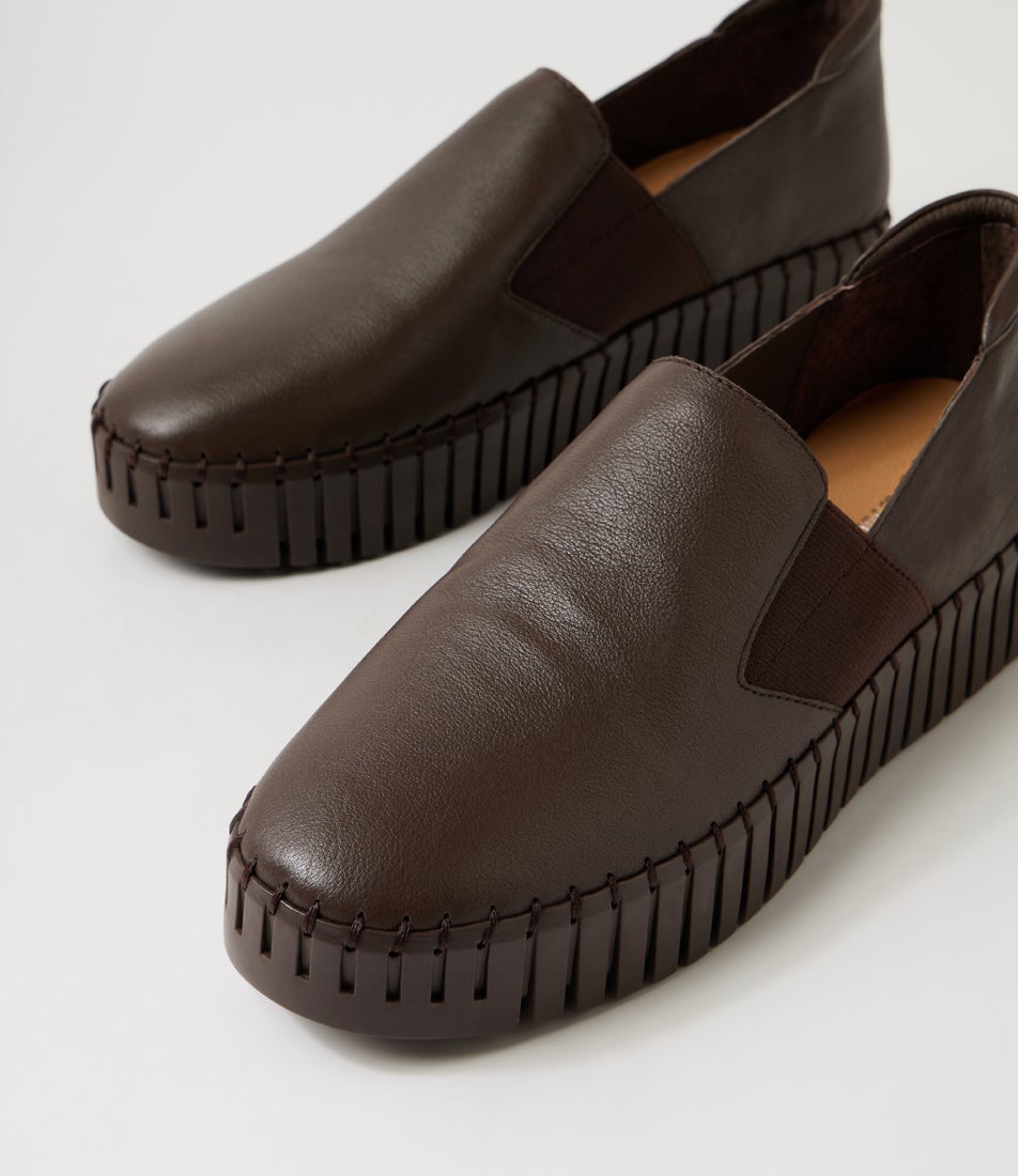 Becca Choc Leather Flat Shoes
