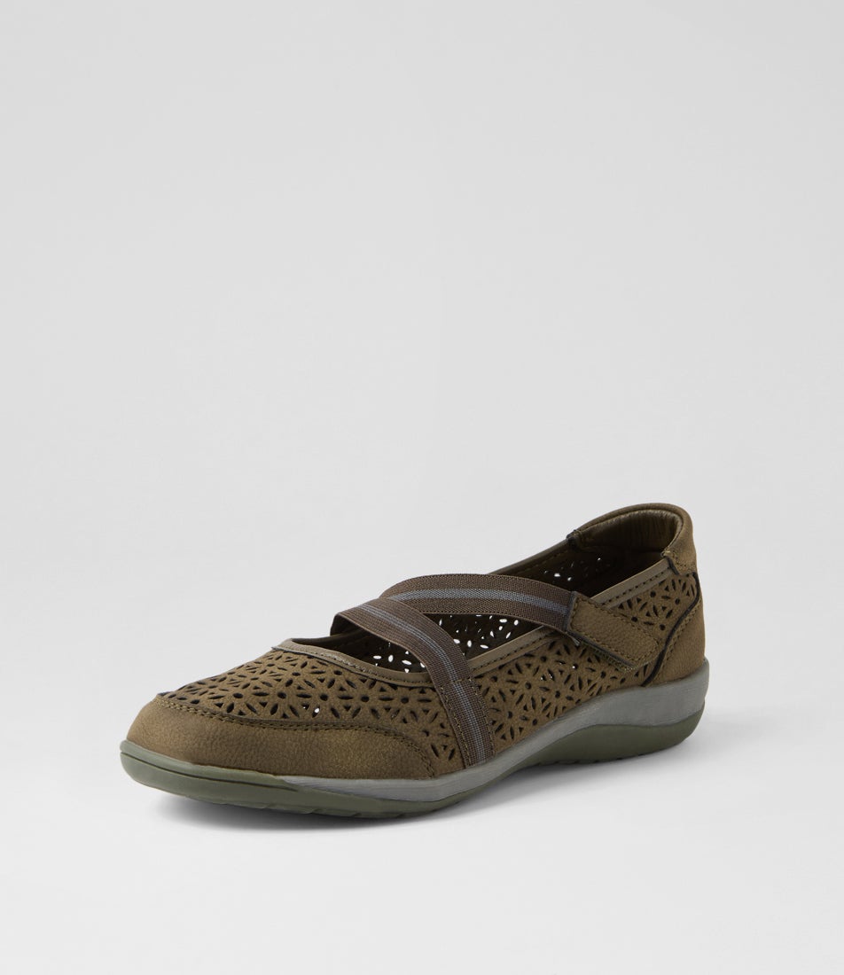 Astori Olive Nubuck Pu Flat Shoes