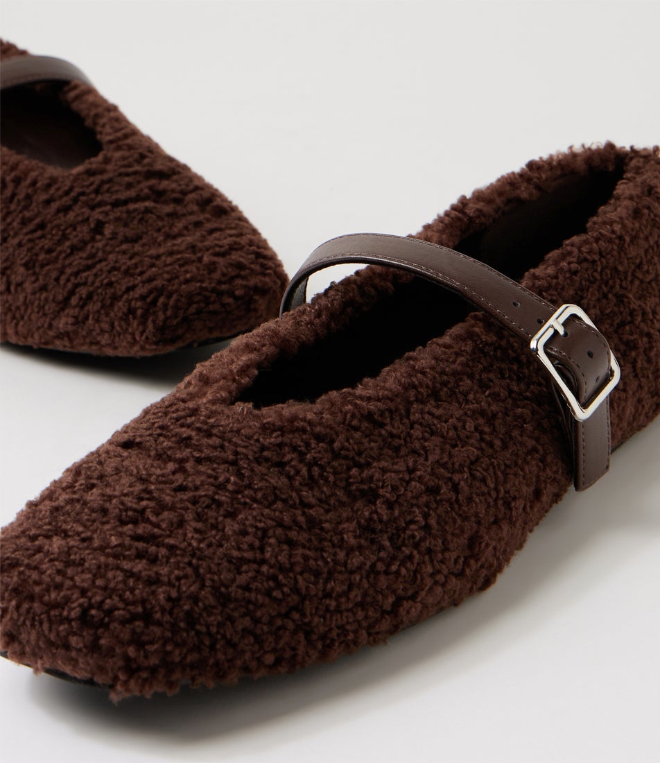 Tilt Chocolate Fabric Flat Shoes