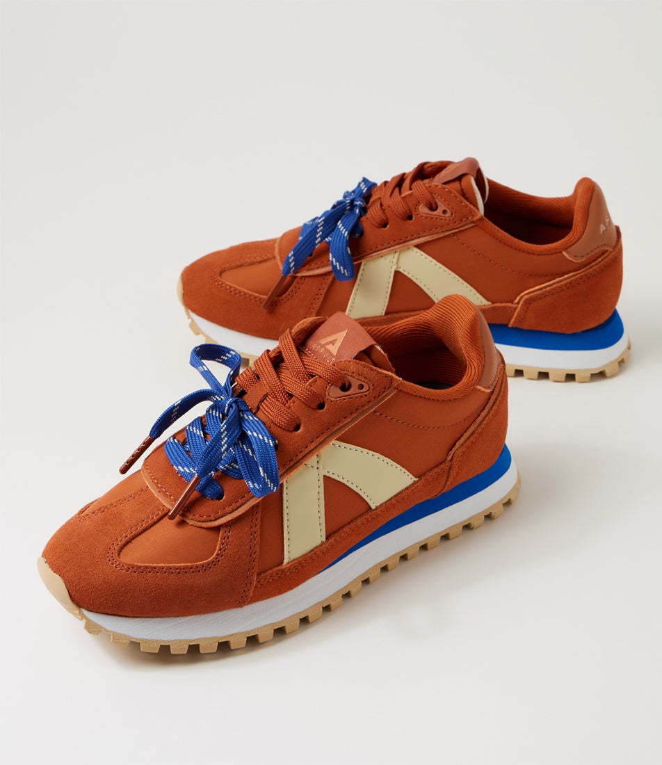 Gate Ochre Orange Blue Suede Nylon Sneakers