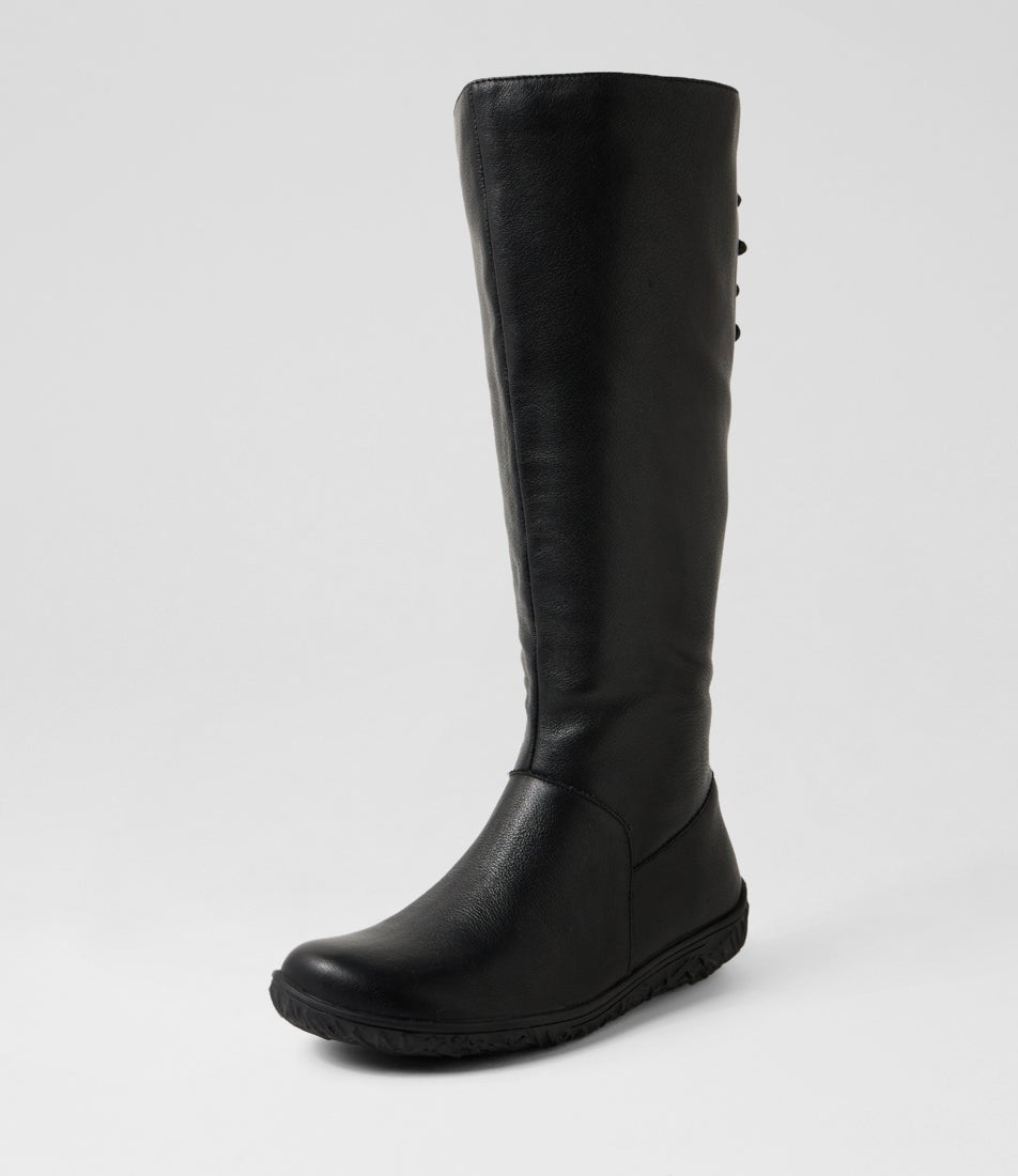 Veja Black Leather Knee High Boots