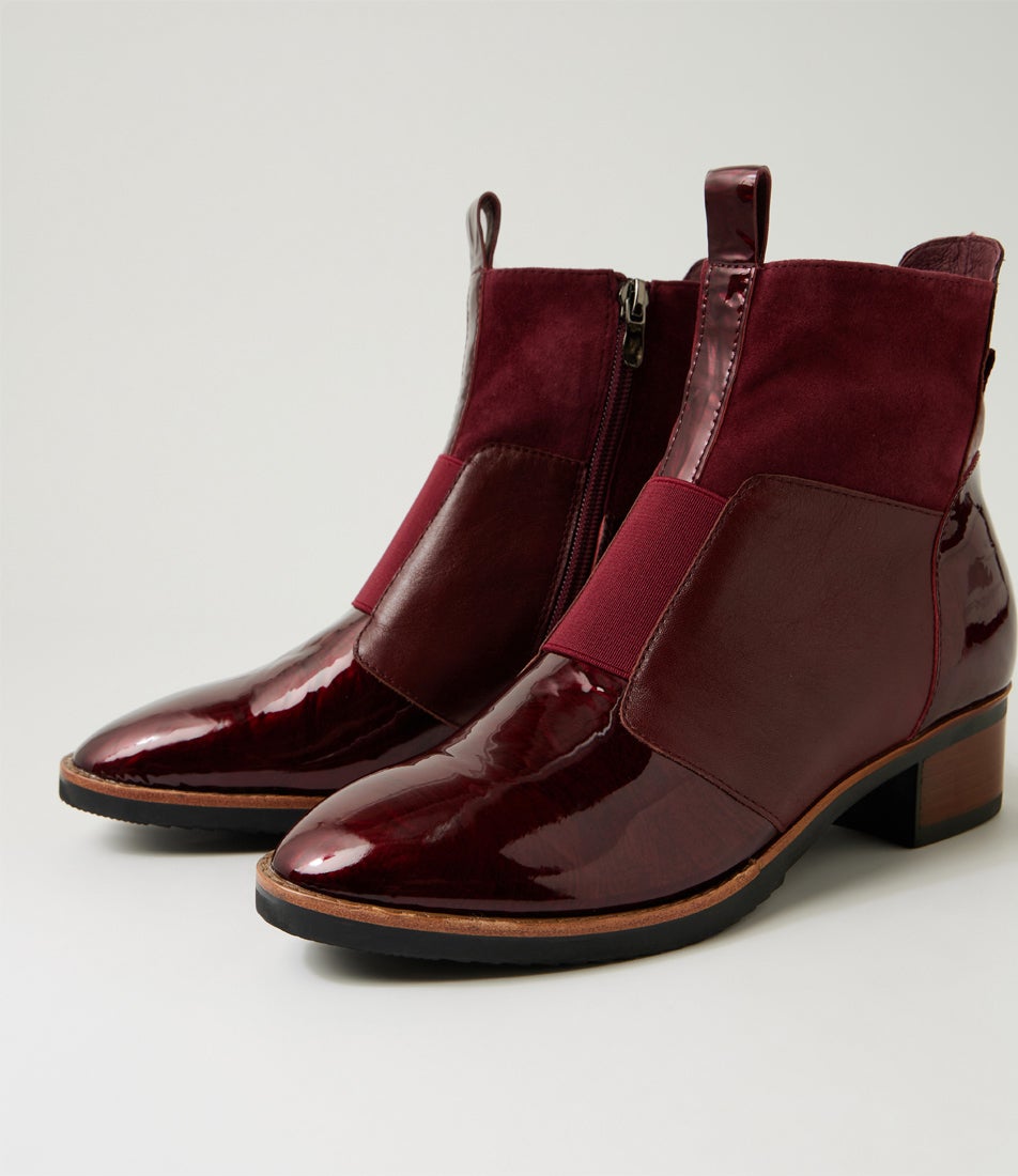 Traigs Burgundy Mix Ankle Boots