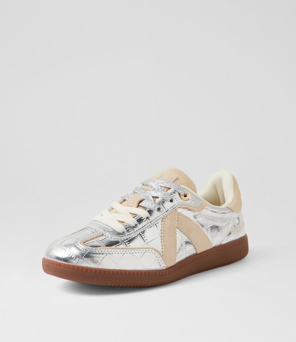 Elite Classic Silver Croc Tan Suede Sneakers