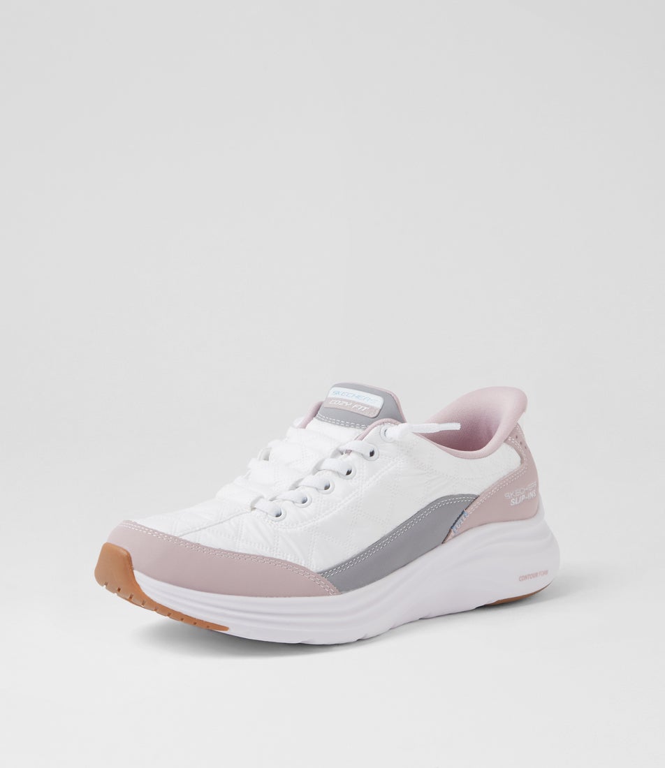 Cozy Fit White Lavender Fabric Sneakers