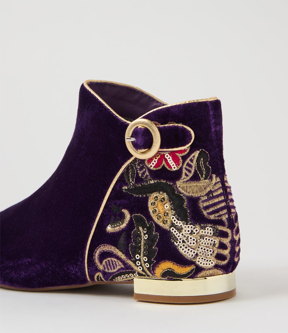 Fianni Purple Multi Velvet Ankle Boots Fianni Purple Multi Velvet Ankle Boots