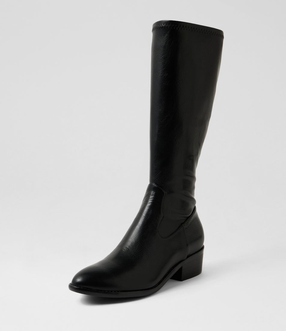 Galt Black Stretch Knee High Boots