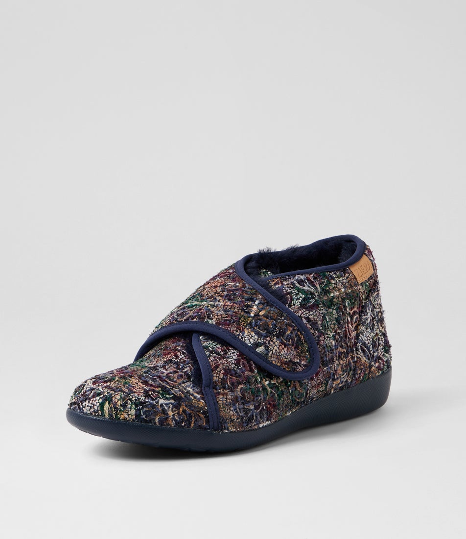 Foffie Xw Navy Multi Fabric Slippers