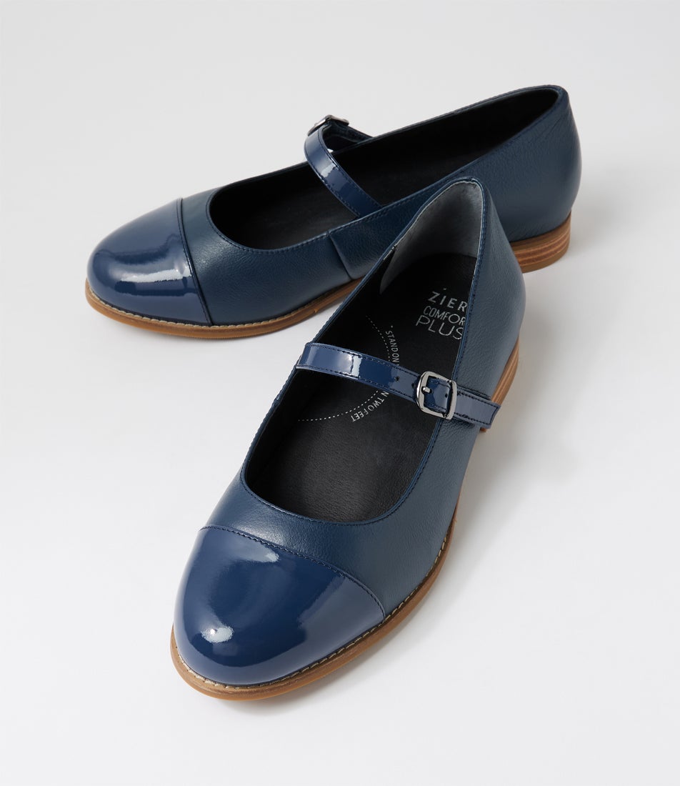 Tayora Xf Navy Patent Leather Flat Shoes