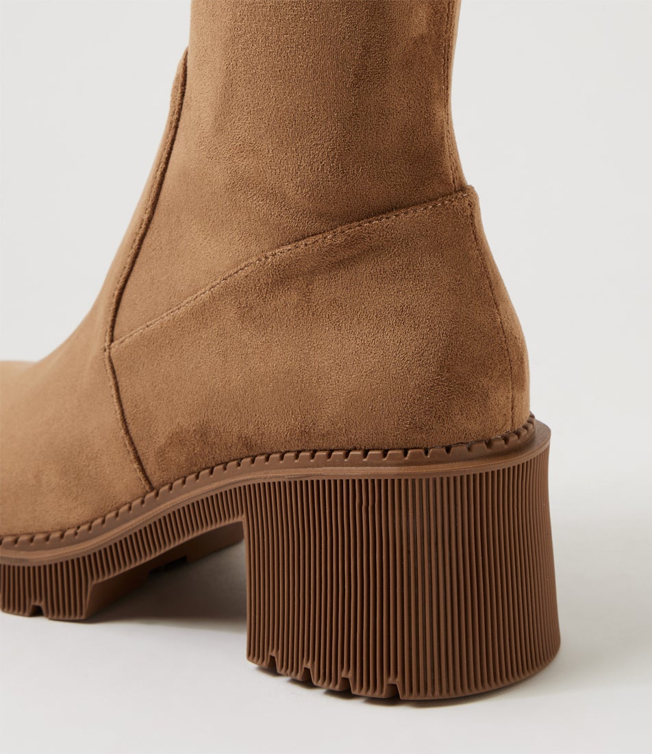 Zina Light Choc Stretch Microsuede Knee High Boots