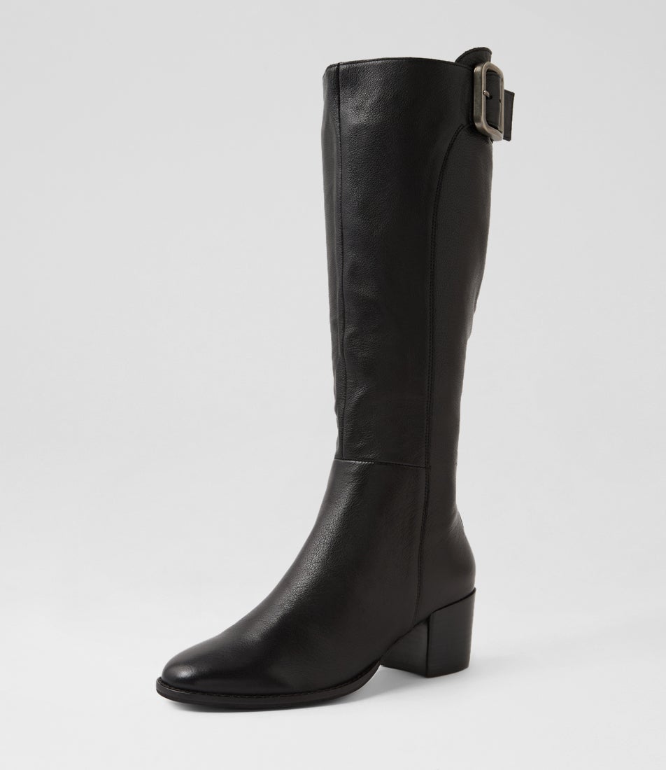 Maurisa Black Leather Knee High Boots
