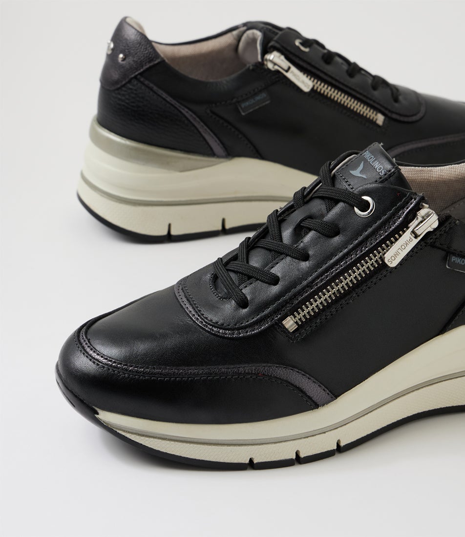 Girona 02 Black Leather Sneakers