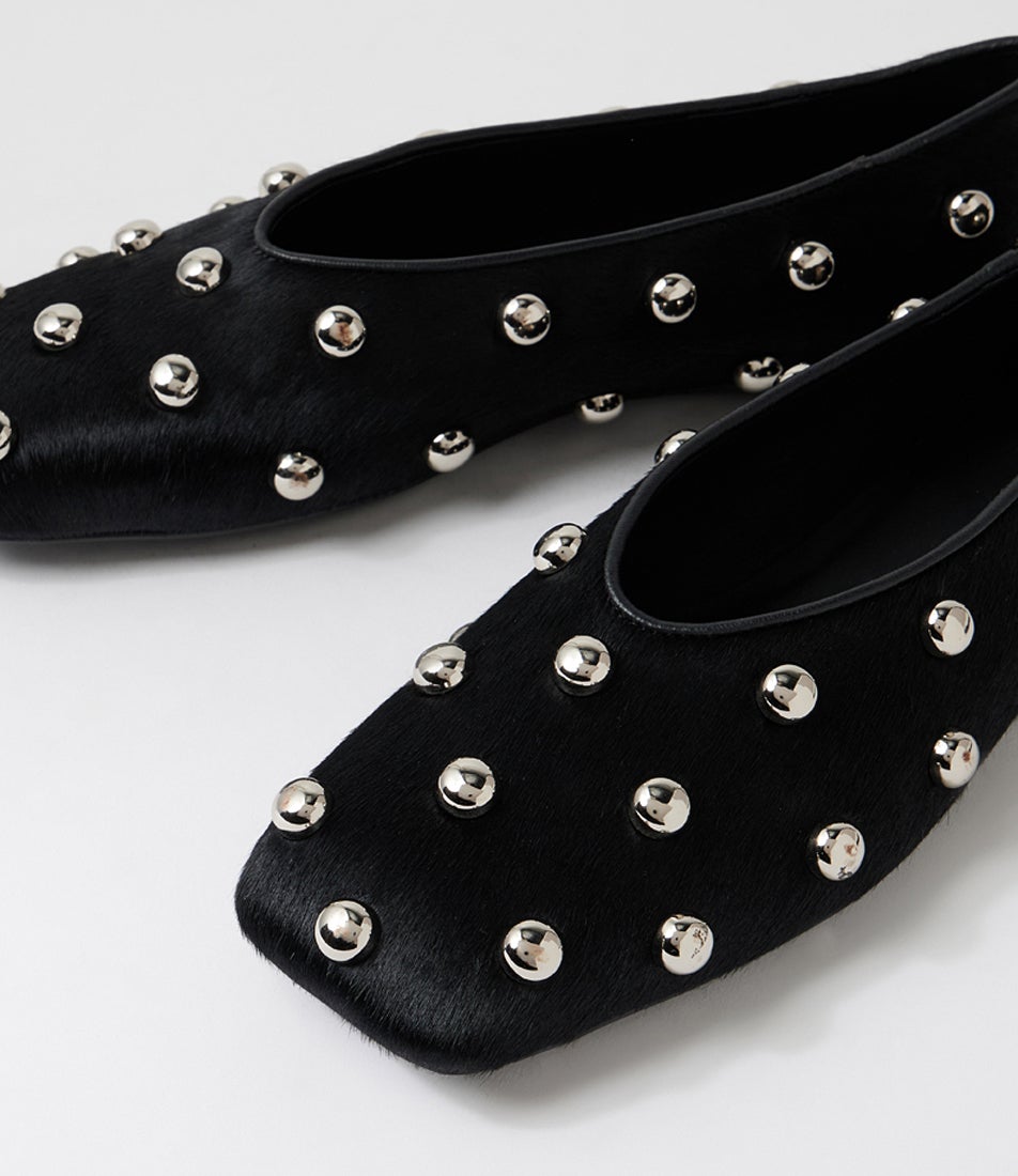 Baloree Black Pony Flat Shoes