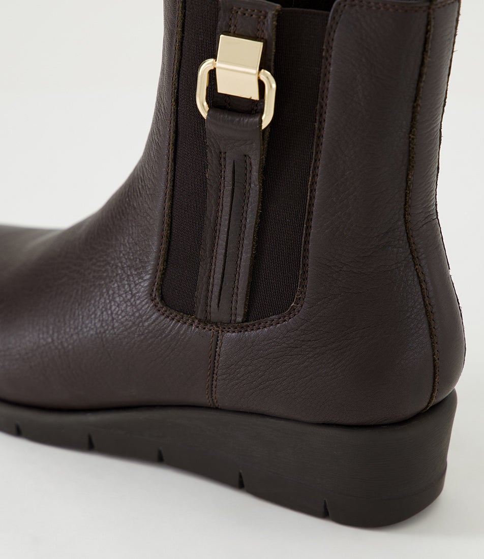 Mayia Dark Brown Leather Ankle Boots