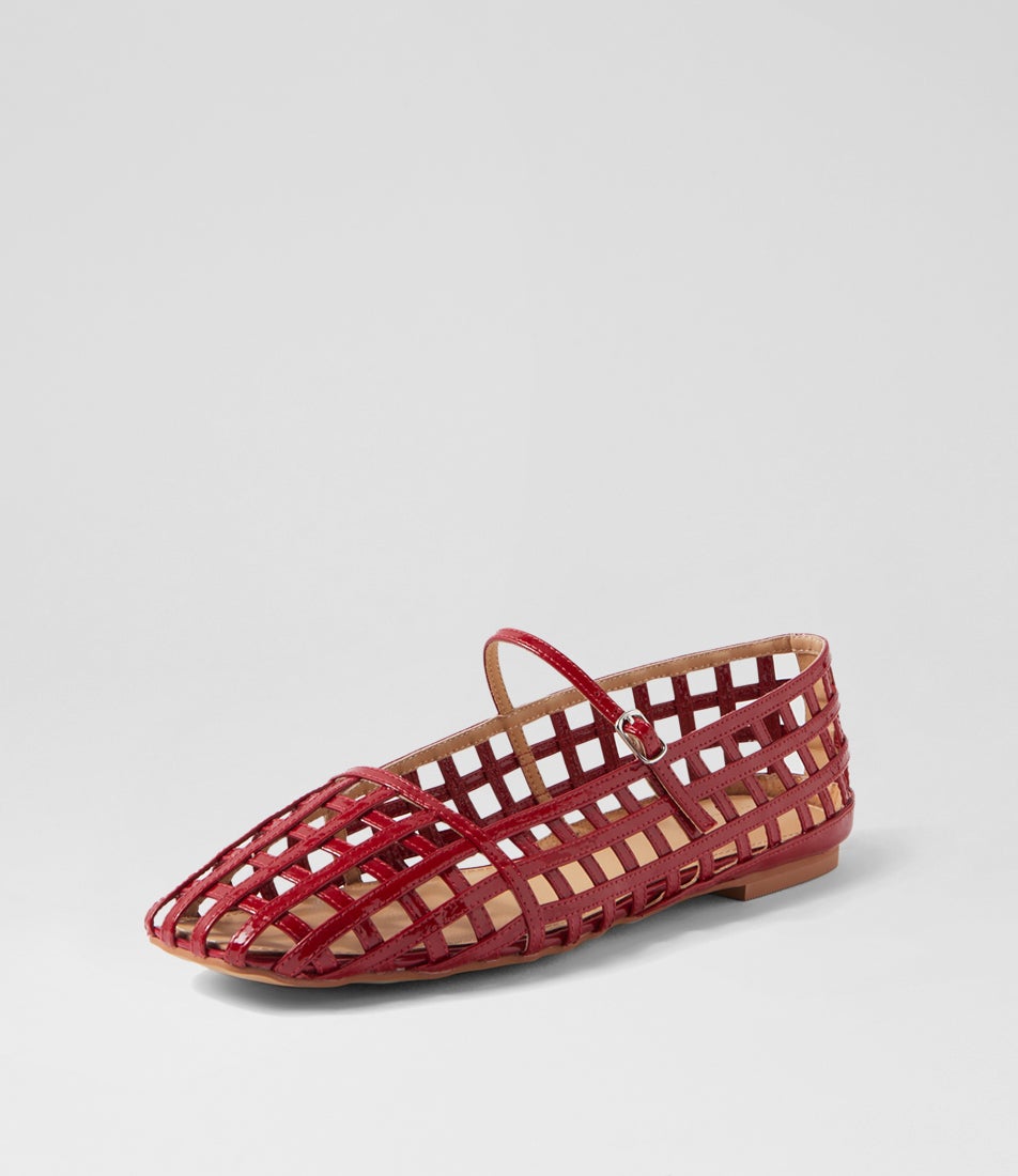 Taints Bordeaux Patent Leather Flat Shoes