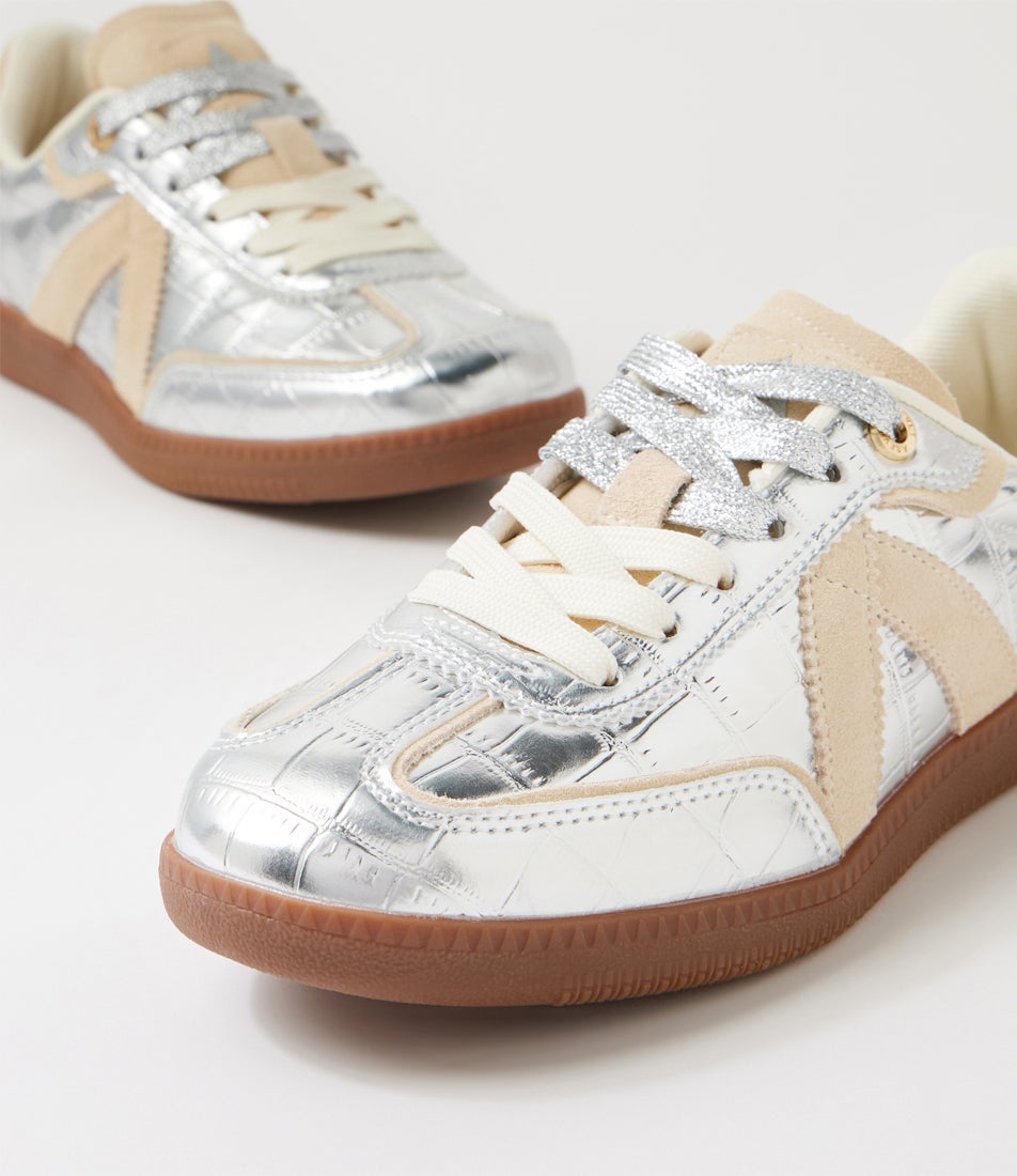 Elite Classic Silver Croc Tan Suede Sneakers