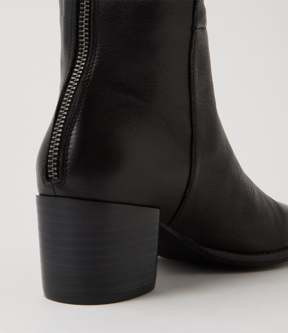 Maurisa Black Leather Knee High Boots