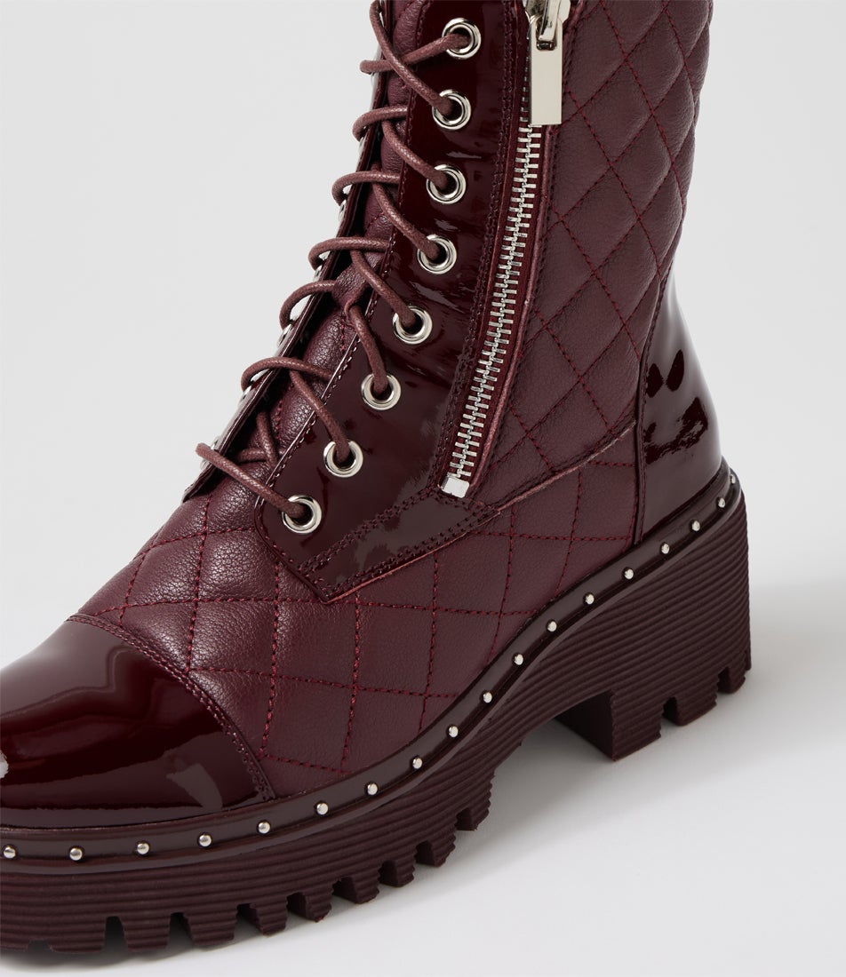 Owemmia Burgundy Patent Leather Ankle Boots