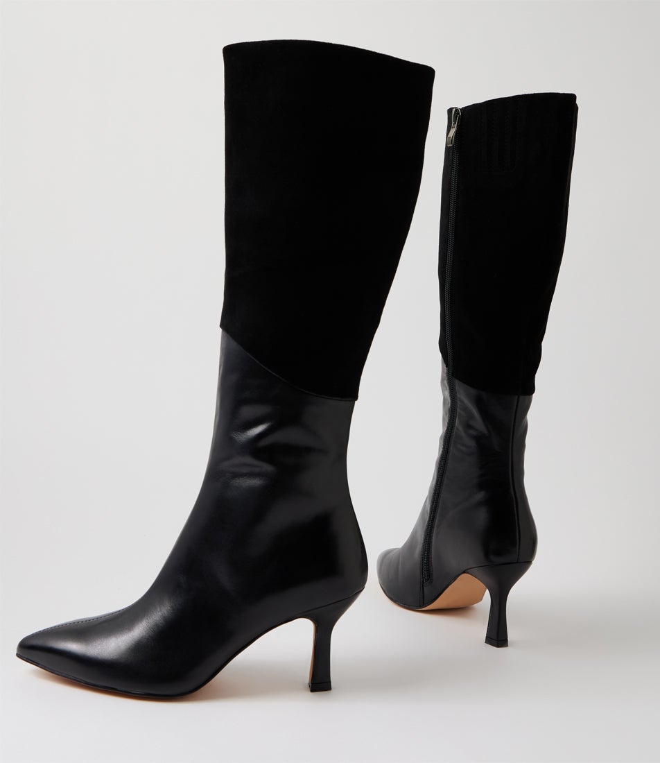 Liera Black Leather Knee High Boots