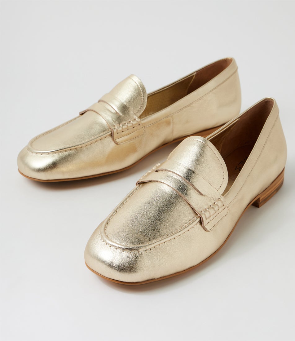 Deline Xw Pale Gold Leather Flat Shoes
