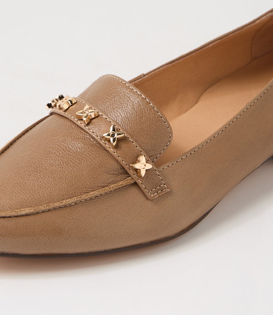 Dysin Taupe Leather Loafers