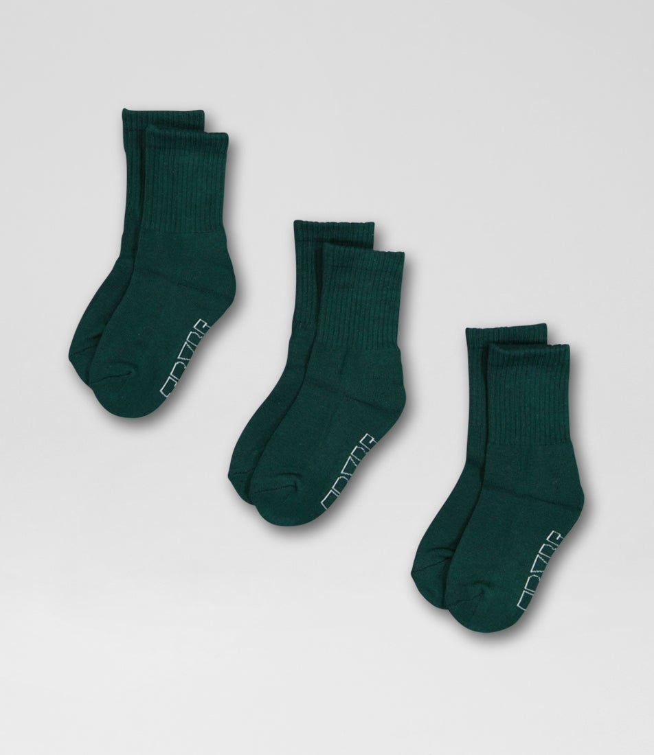 Core 3 Pack Crew Green Cotton Socks