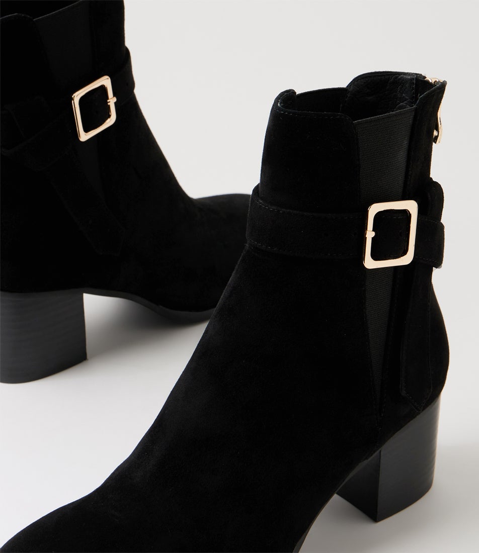 Ziffer Black Suede Ankle Boots