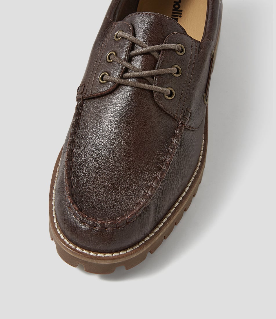 Jinny Brown Leather Boat Shoes