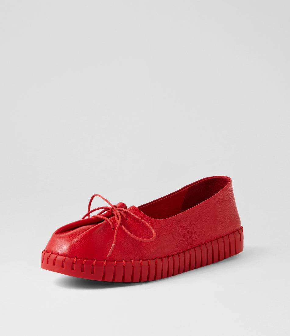Hemel Red Leather Ballet Flats