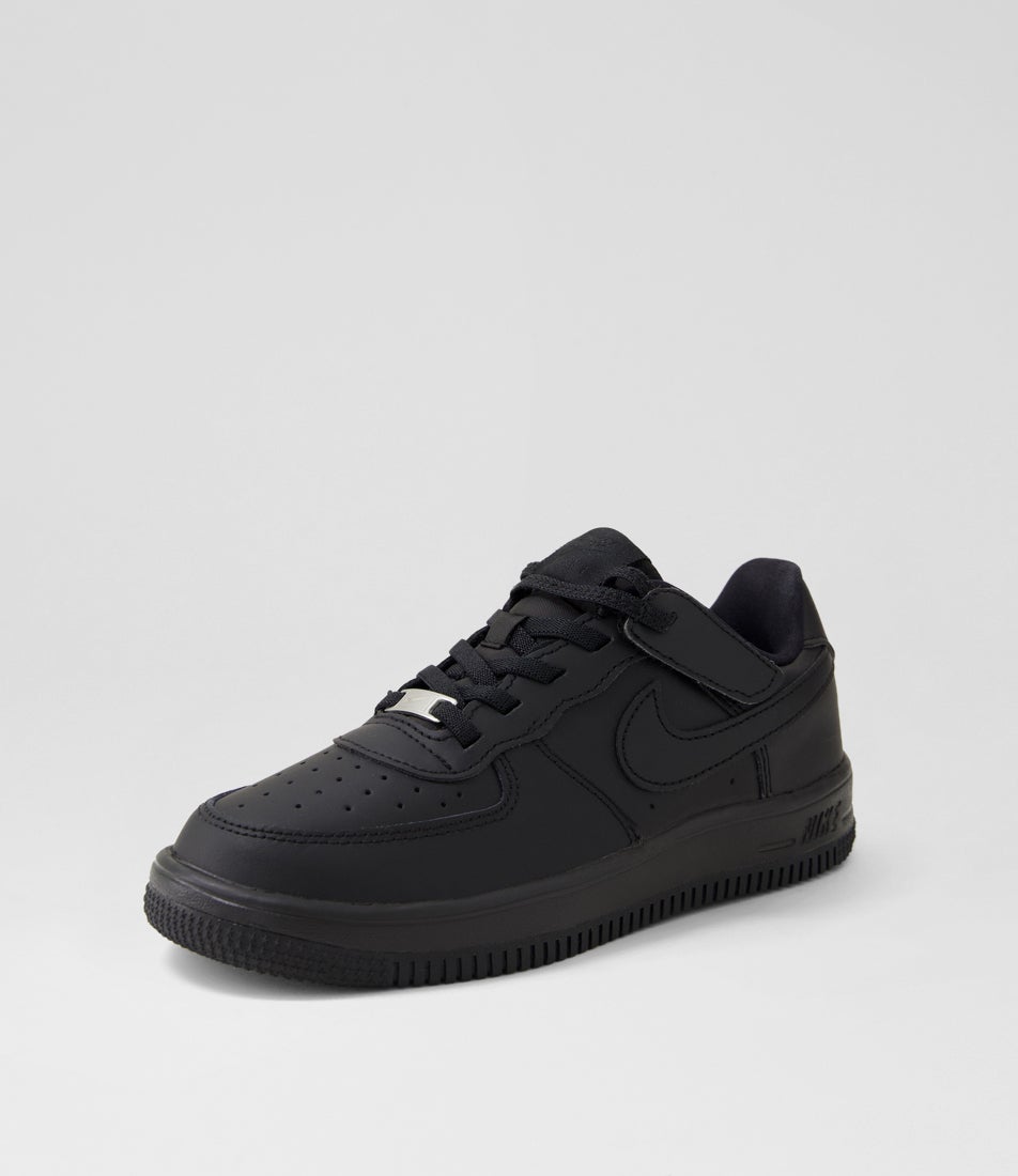 Air Force 1 Easy On Junior Black Leather Sneakers