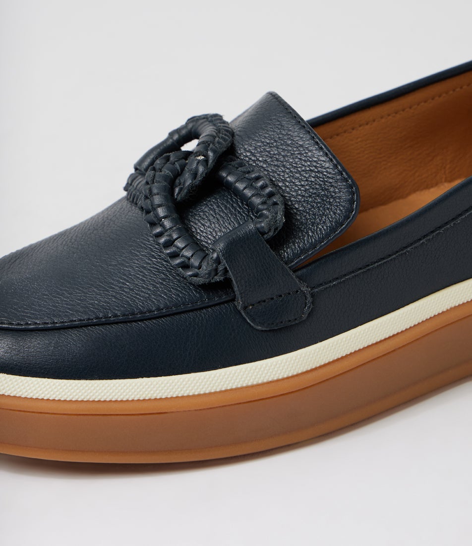Pottega Navy Leather Loafers