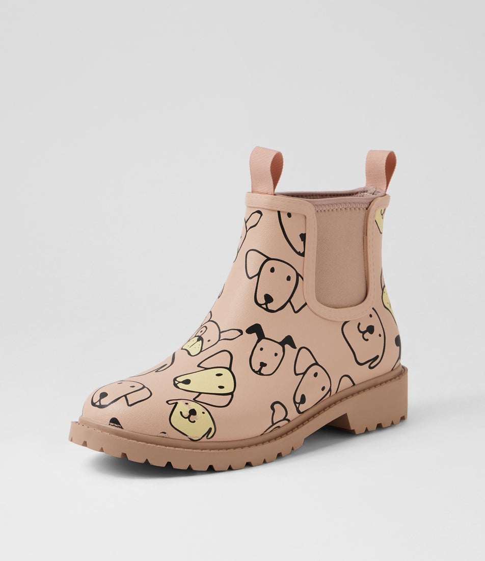 Splashy Blush Poochie Gumboot Ankle Boots