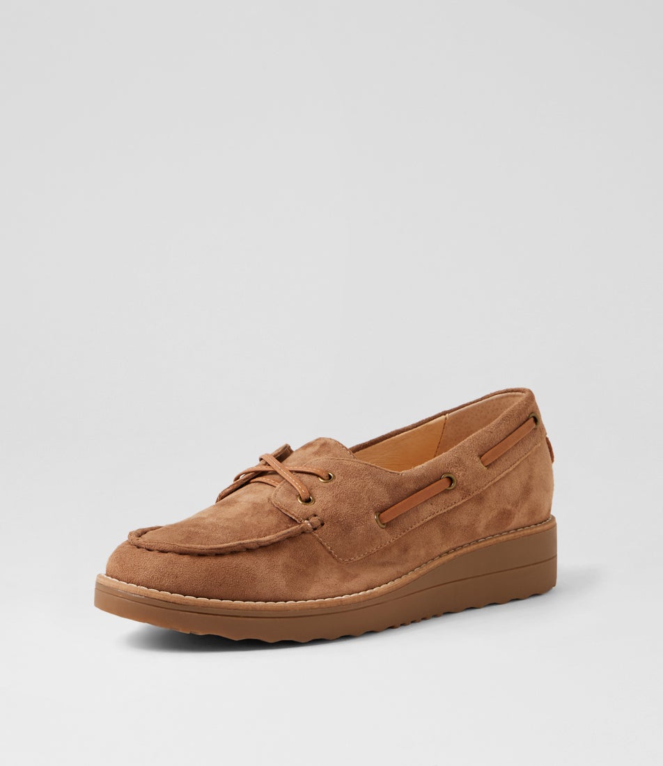 Okies Light Choc Drambuie Suede Leather Boat Shoes