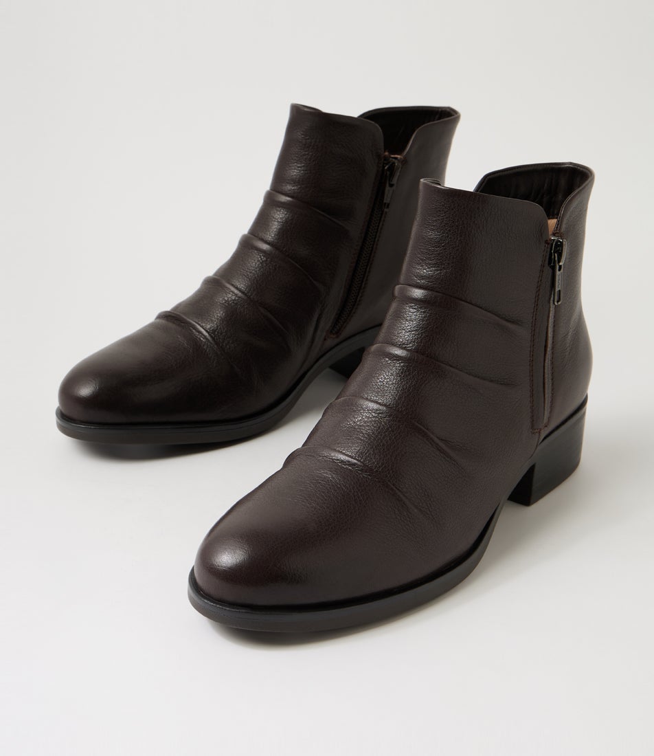 Elish Dark Brown Leather Ankle Boots