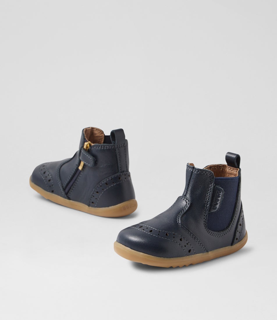 Su Billie Toddler Navy Leather Ankle Boots