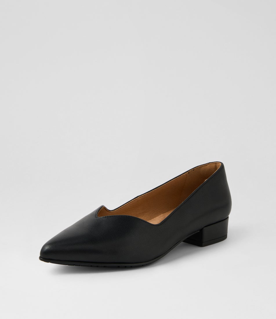 Ava Black Leather Heels