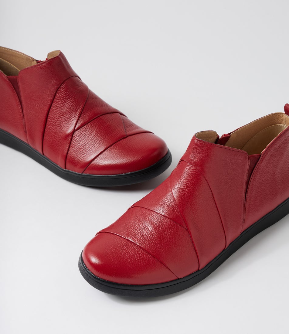 Damla Xf Dark Red Leather Ankle Boots