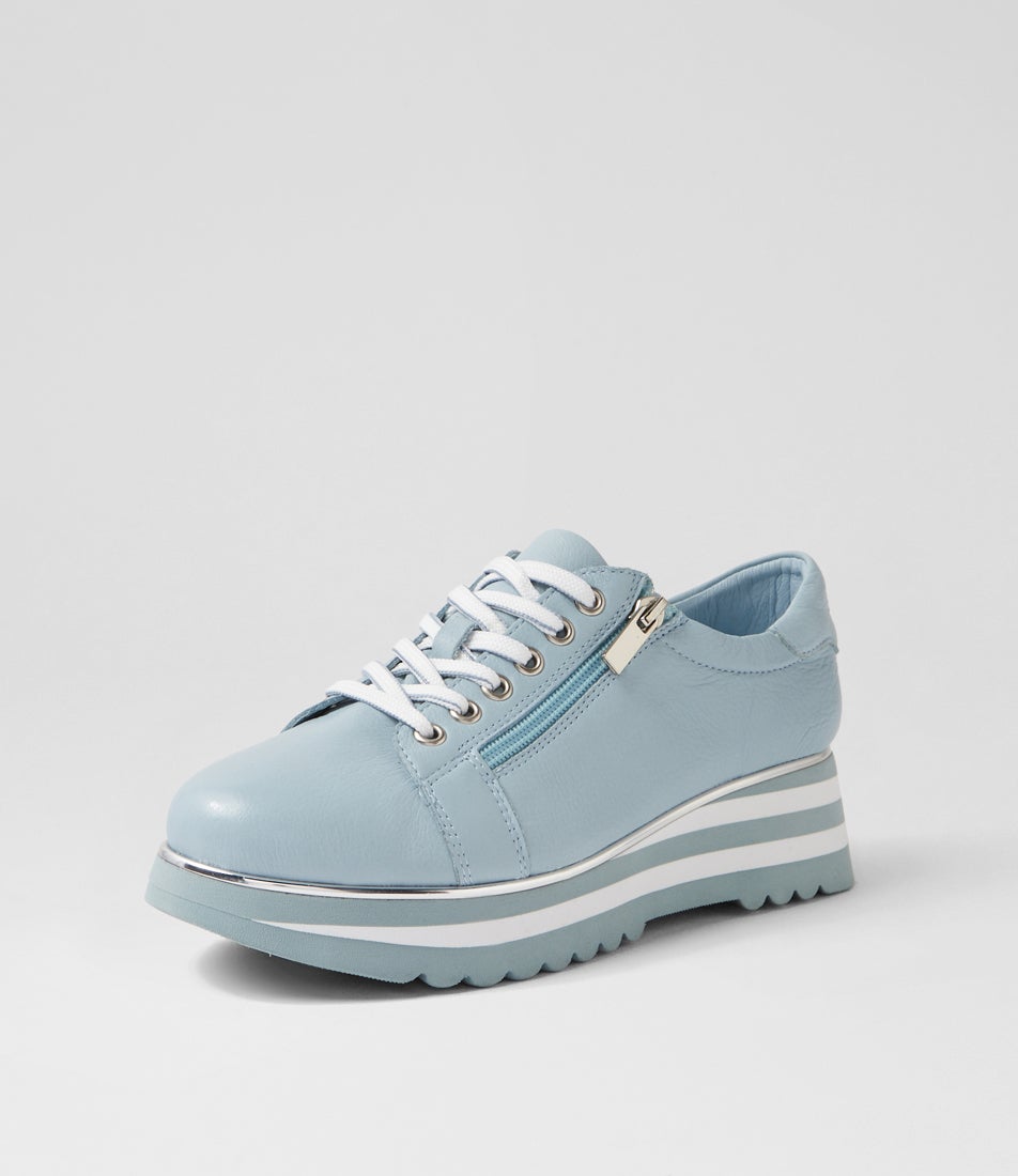 Eammes Denim Leather Lace Up Flats