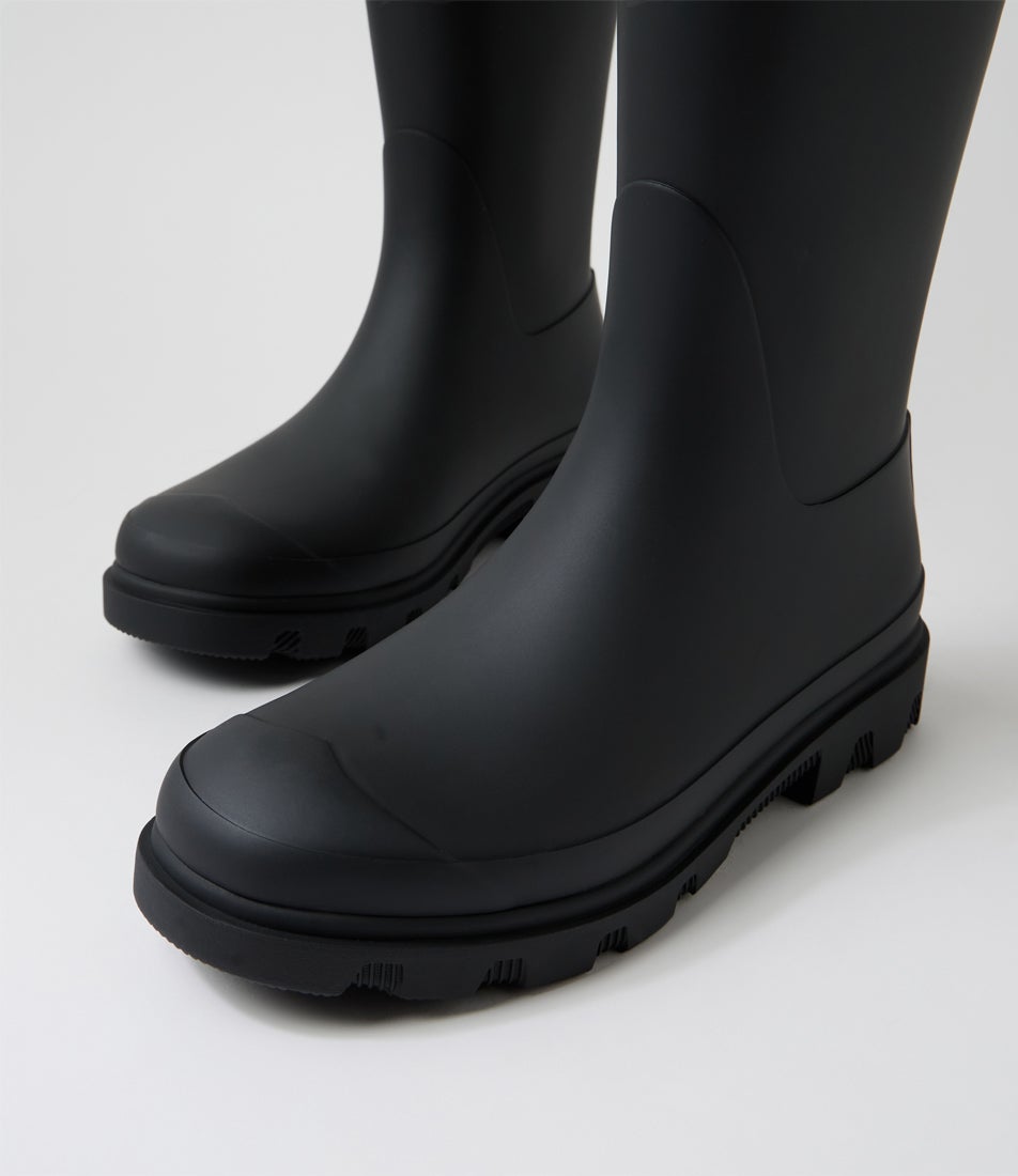Downpour Tall Black Rubber Knee High Boots