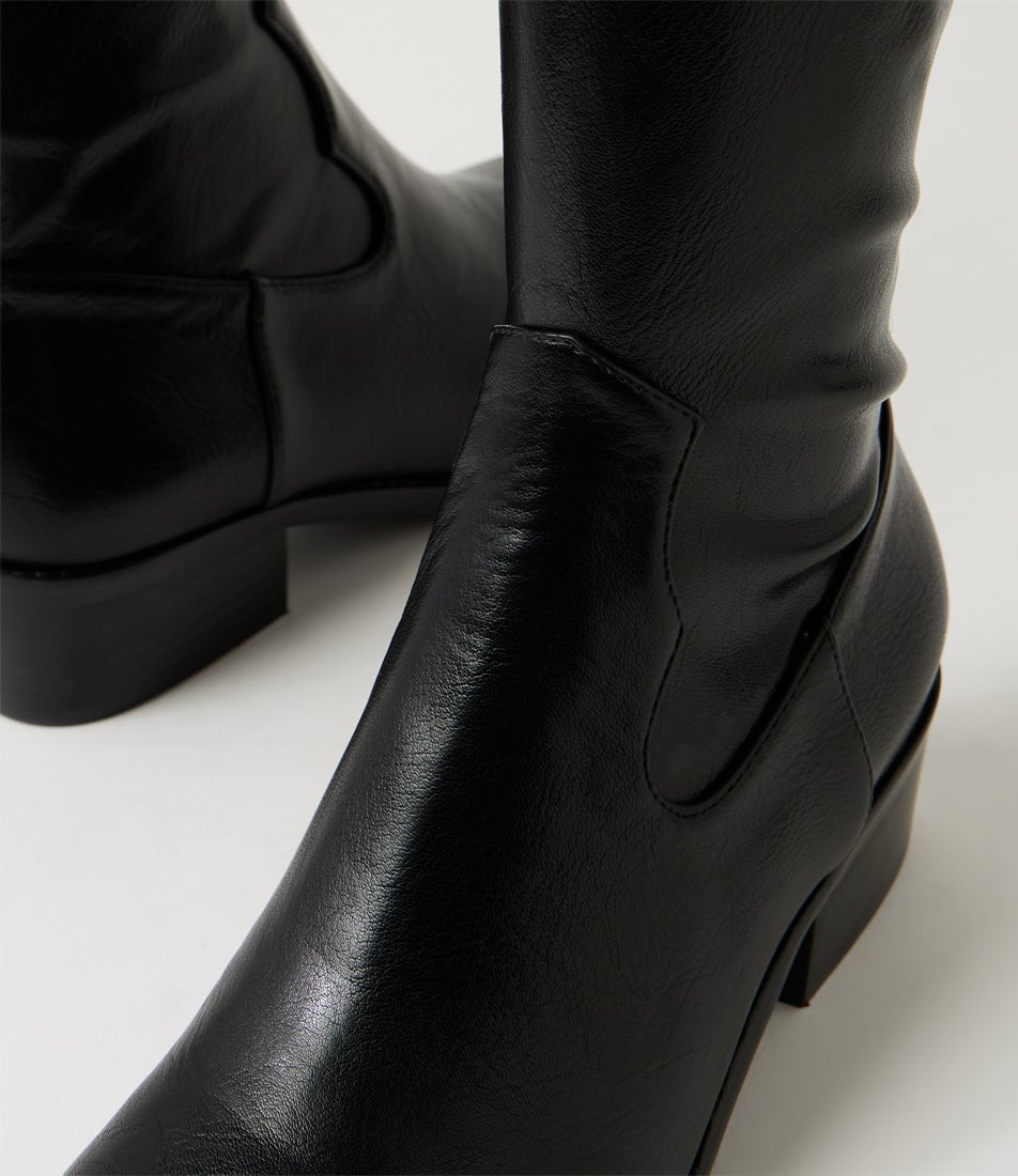Galt Black Stretch Knee High Boots