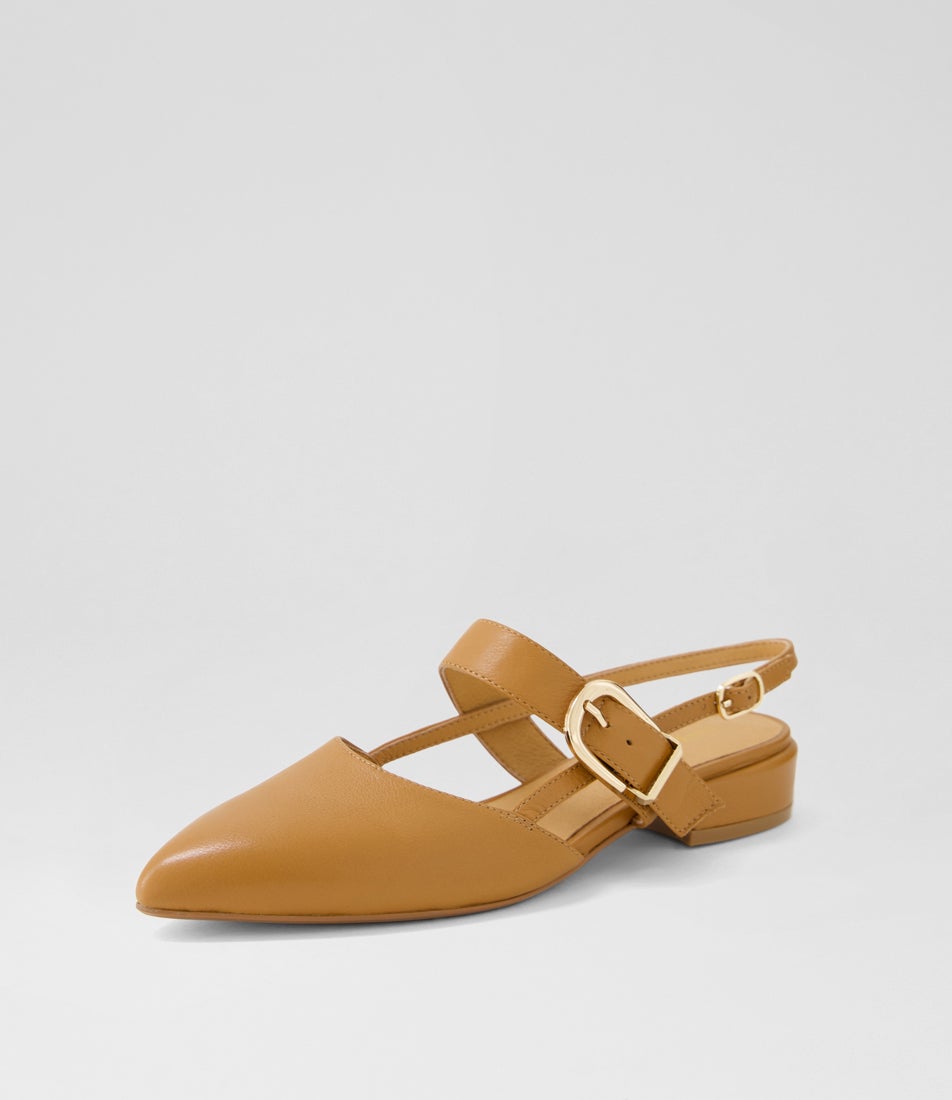 Evania Dark Tan Leather Heels