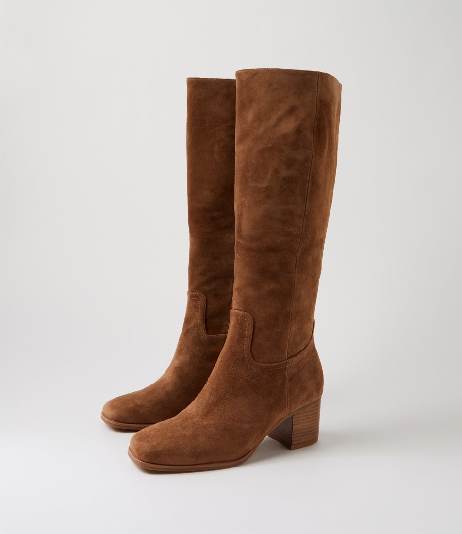 Zaez Nutmeg Natural Suede Knee High Boots