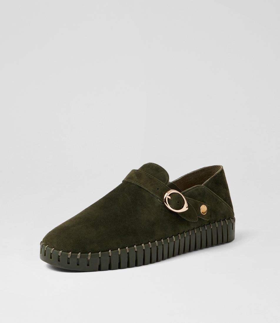 Halpha Olive Suede Sneakers