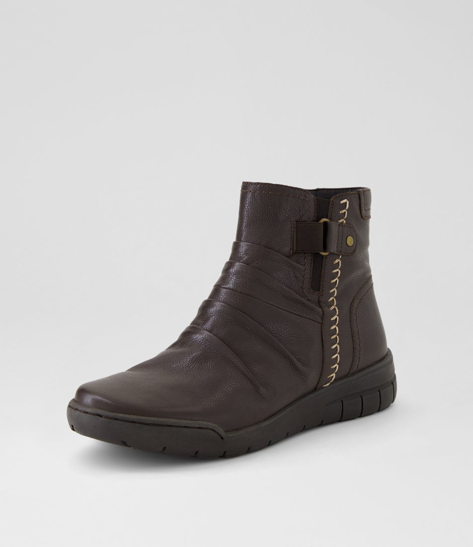 Tikky Dark Brown Leather Ankle Boots