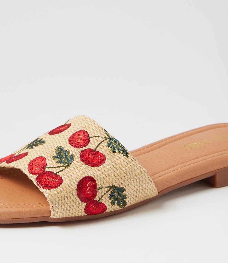 Nahlas Natural Cherries Fabric Slides Nahlas Natural Cherries Fabric Slides