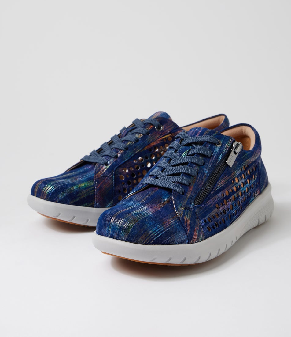Shovo Xf Navy Brush Leather Sneakers